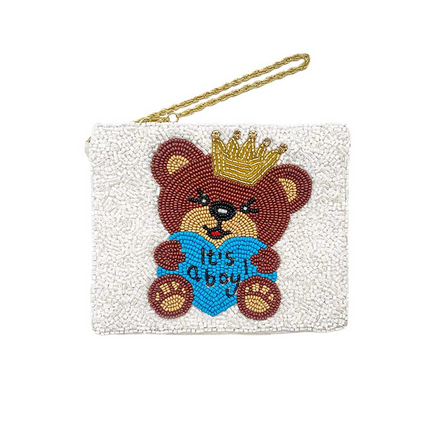 Charming Teddy Bear Beaded Clutch